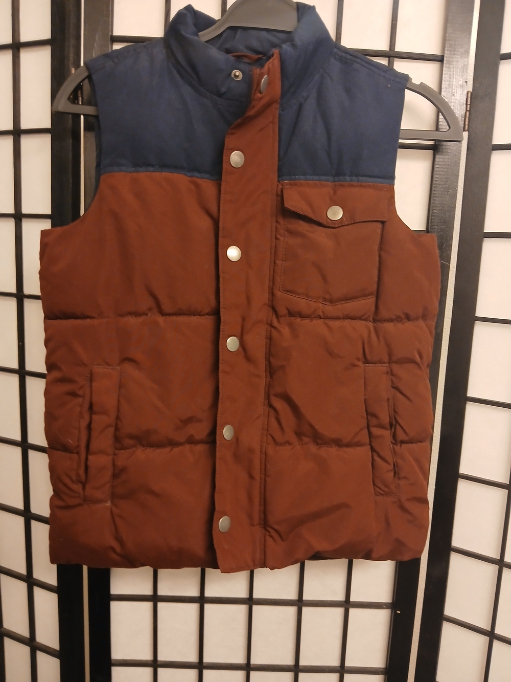 Boys Old Navy Brown & Navy Quilted Puffer Vest